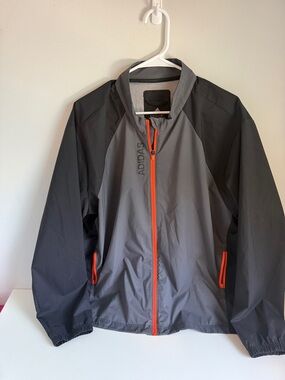 adidas Men's Gray & Dark Gray Windbreaker with Orange Zipper - 2xl
